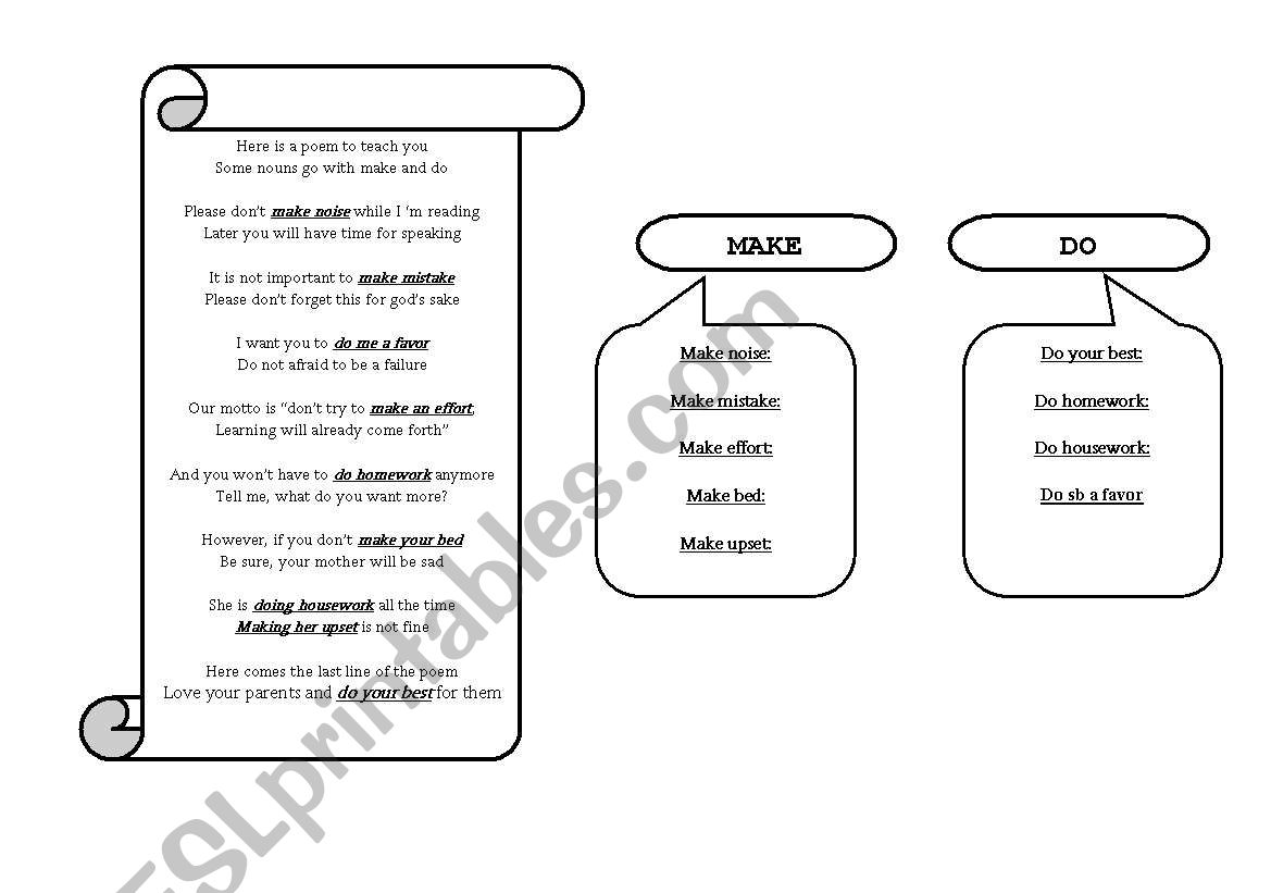 make and do poem worksheet