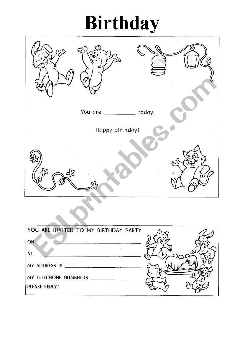 Birthday card worksheet