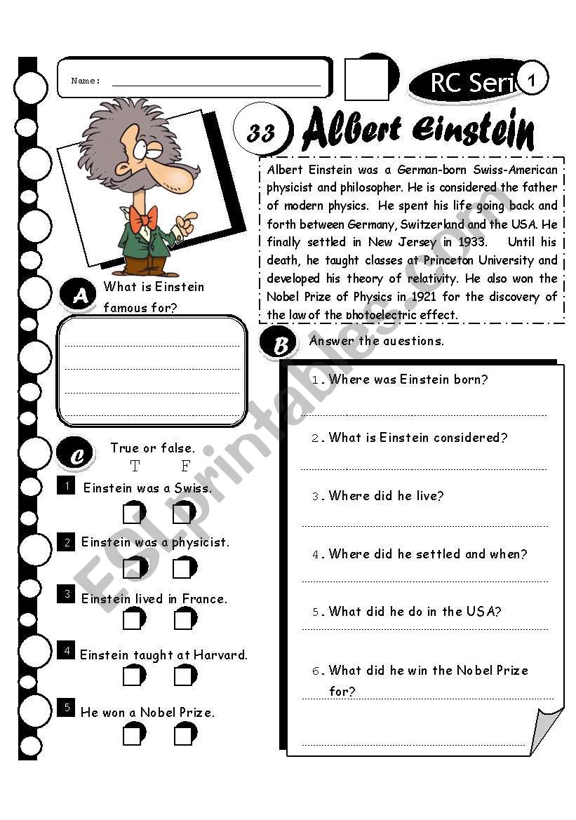 RC Series Level 1_33 Albert Einstein (Fully Editable + Answer Key)