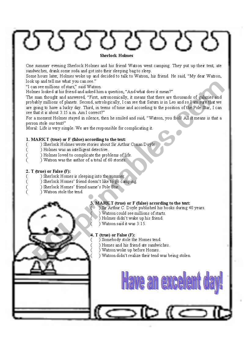 True or false exercise worksheet