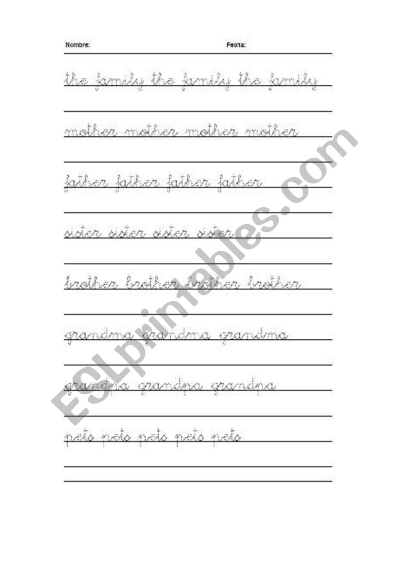 Activities of calligraphy worksheet