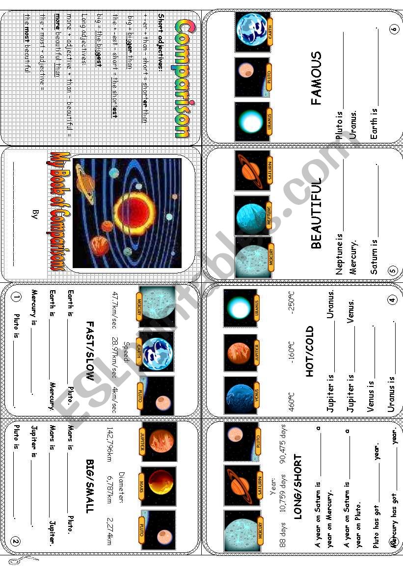 My little book of comparison: The Planets (B/W Version included)