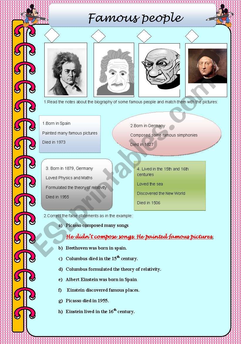 Famous people / simple past worksheet