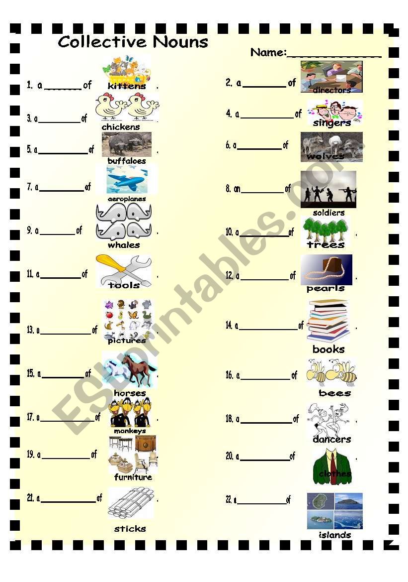 collective nouns 2 esl worksheet by annyj