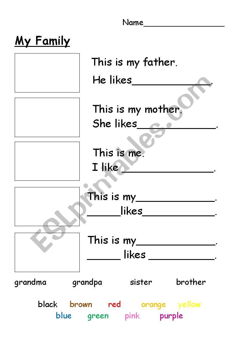 My Family worksheet