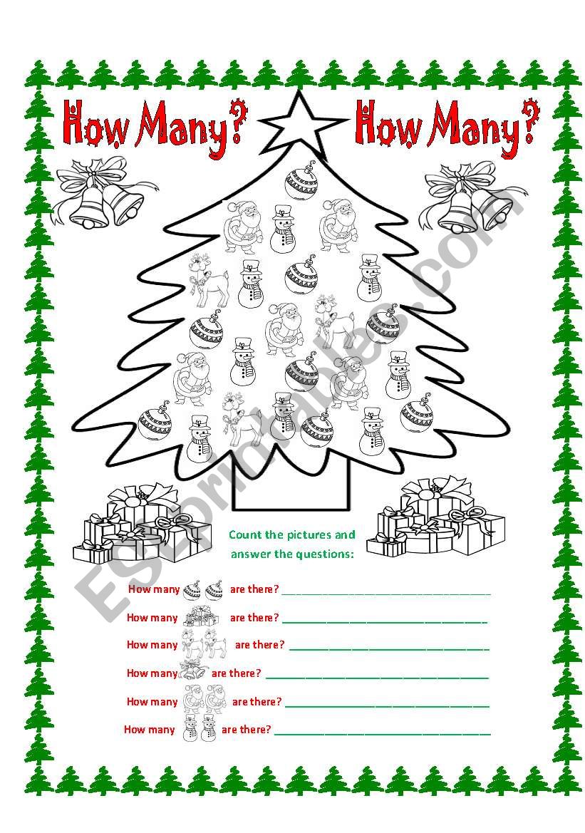 Christmas - How many worksheet
