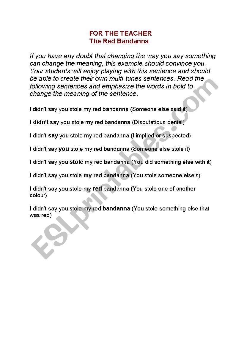The Red Bandanna worksheet
