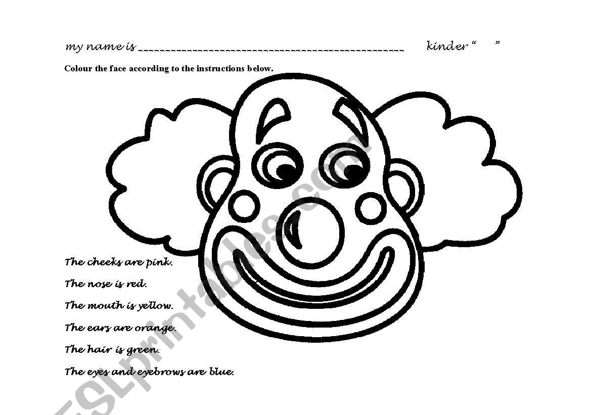 Color the face worksheet