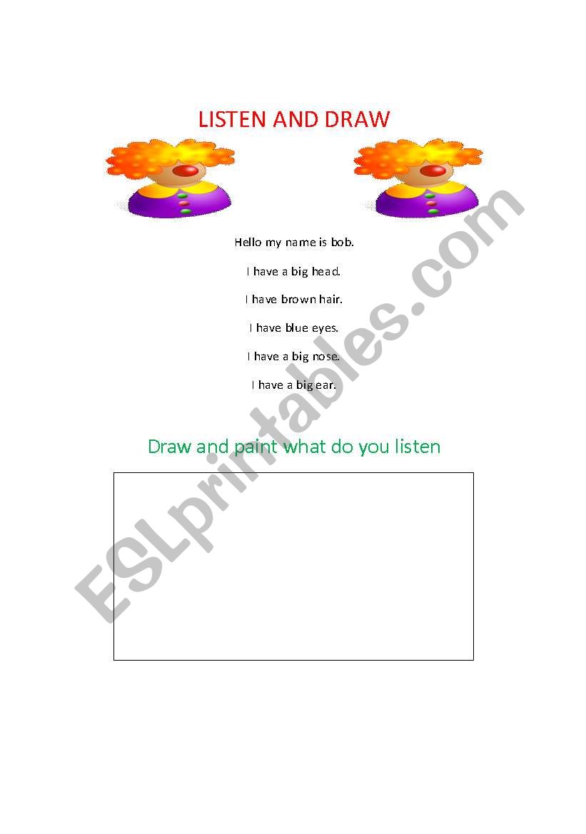 BODY PARTS worksheet