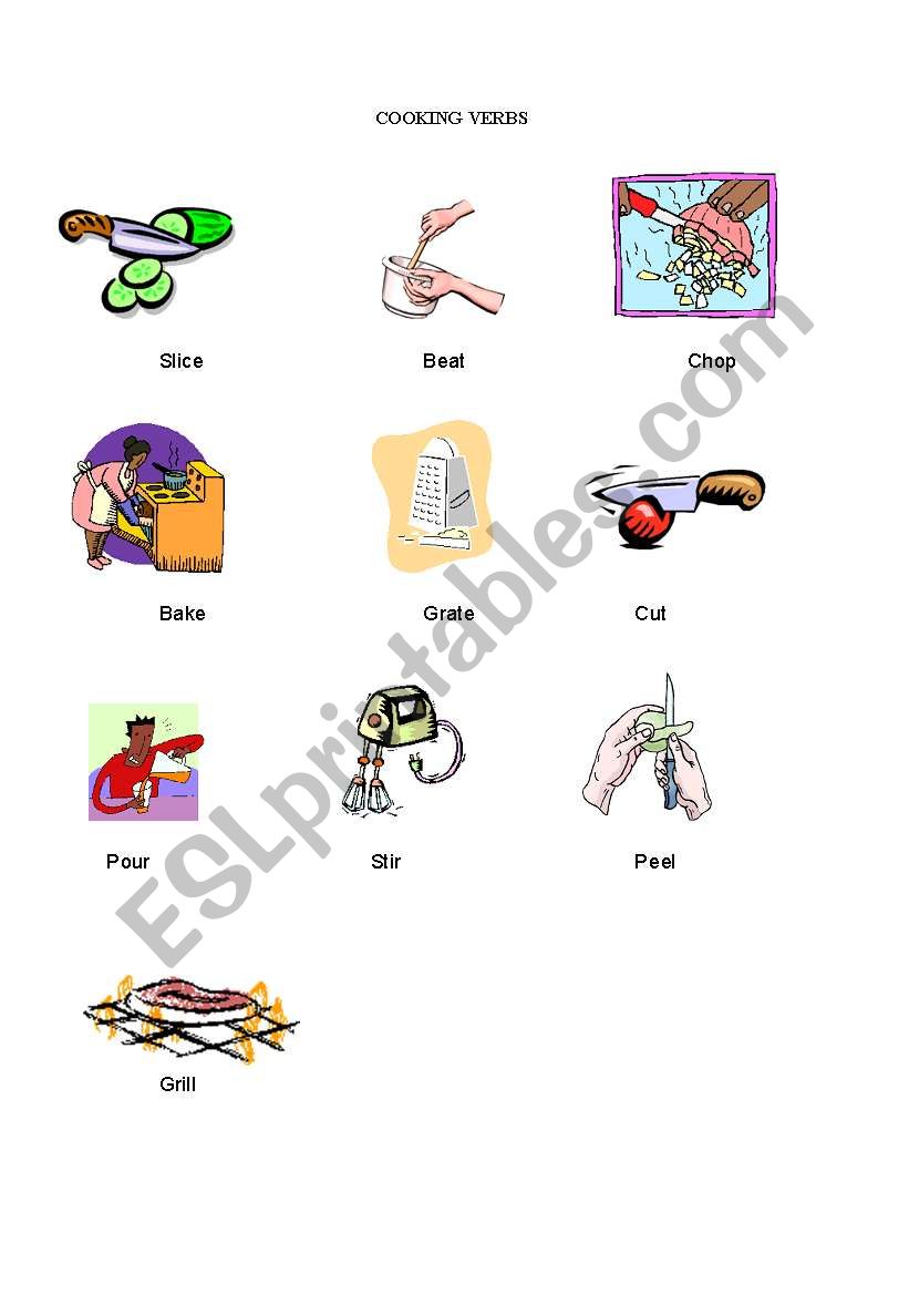 cooking verbs worksheet