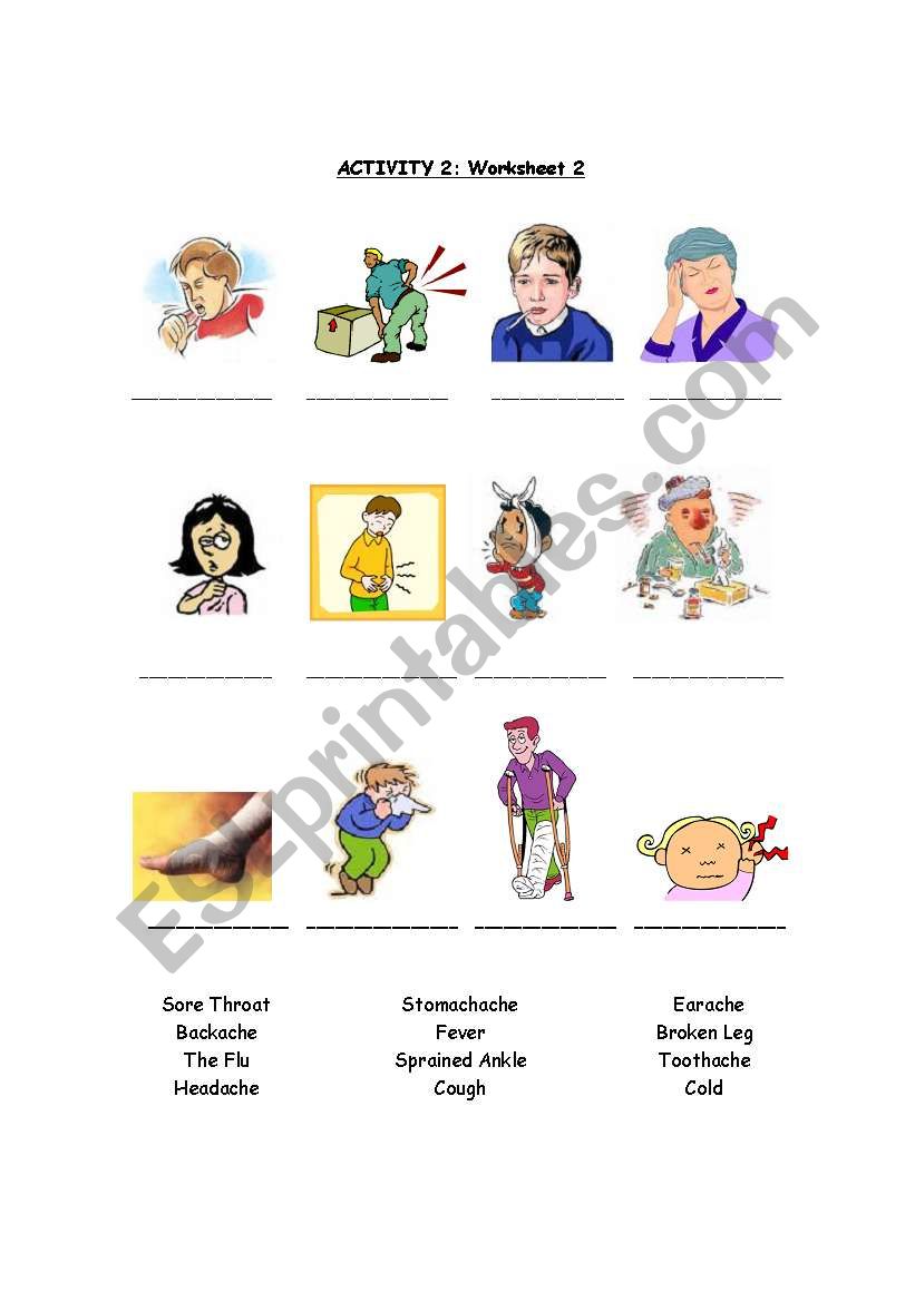 health problems worksheet