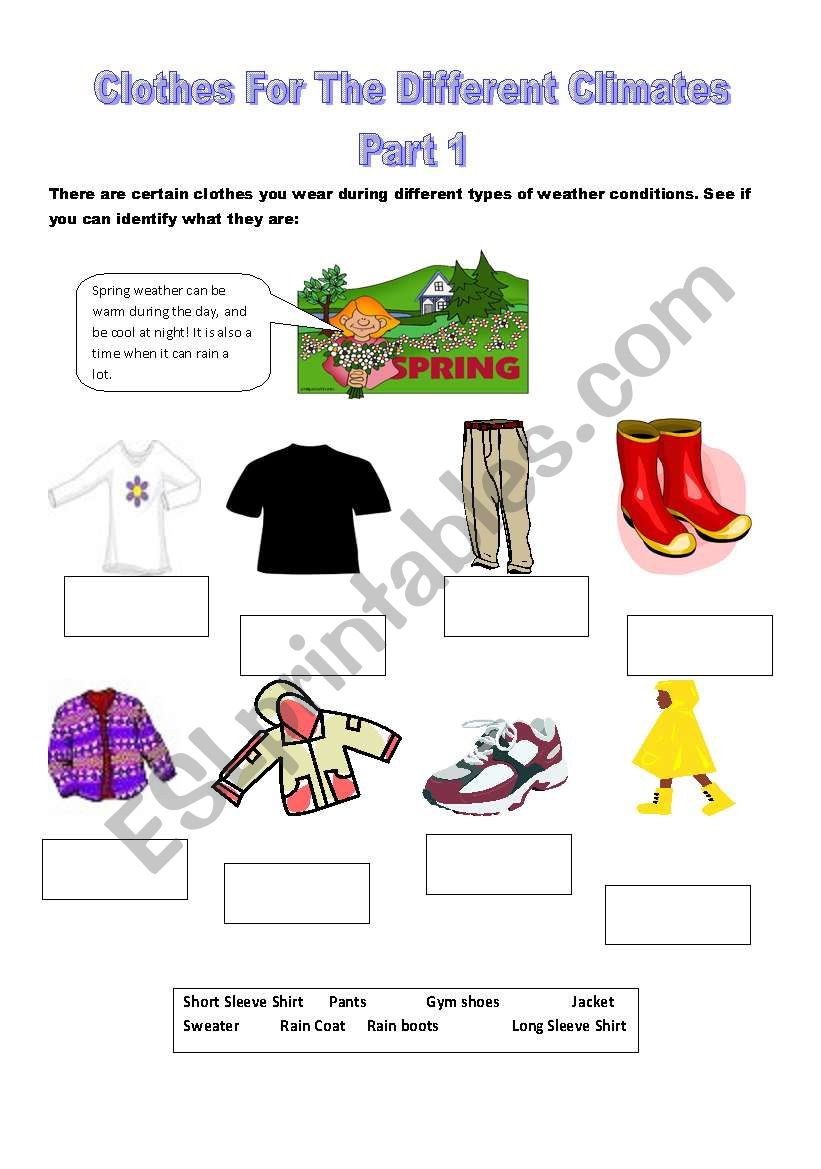 Clothes For The Different Climates Part 1