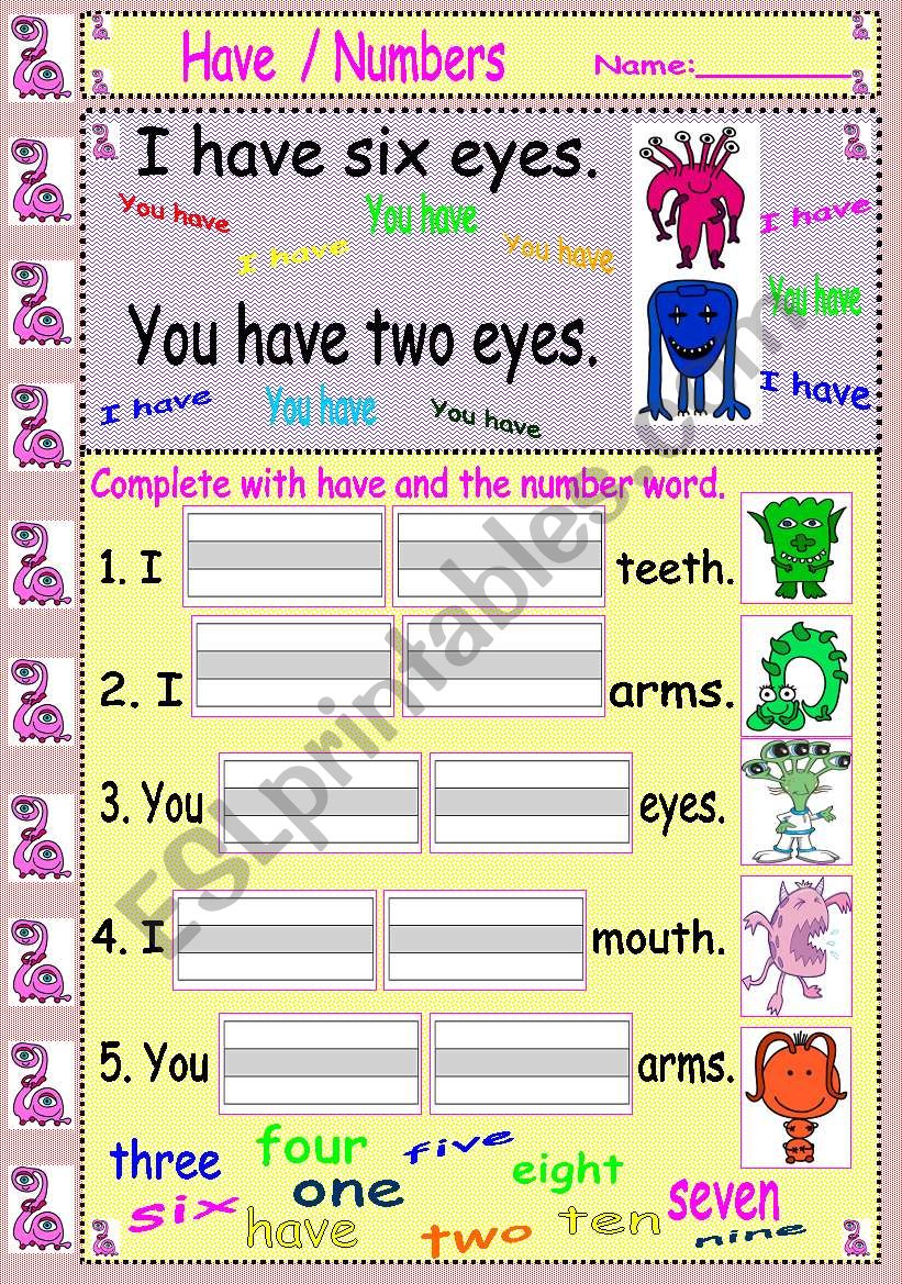 Have  /  Numbers worksheet