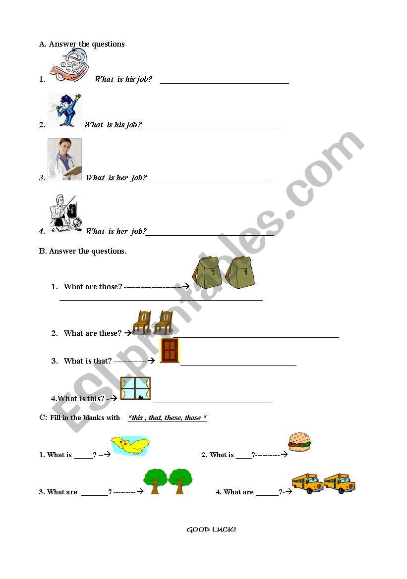 jobs worksheet