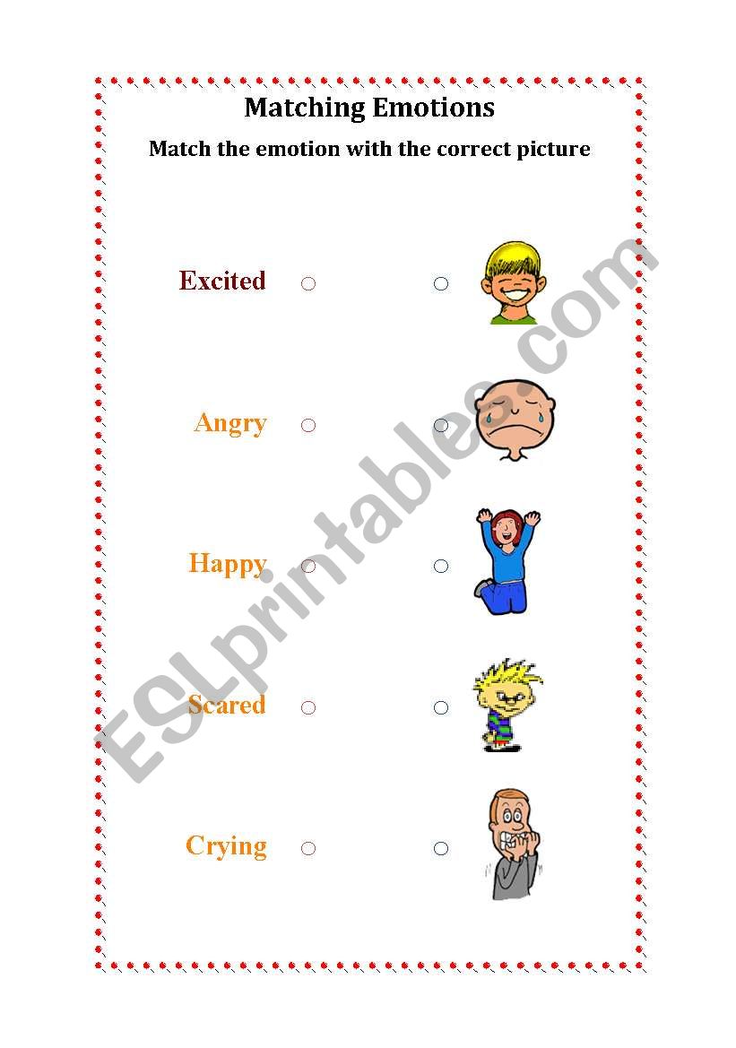 Matching Emotions worksheet