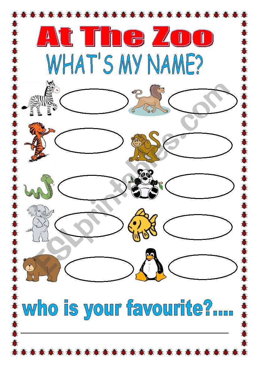 At the Zoo - part 2 worksheet