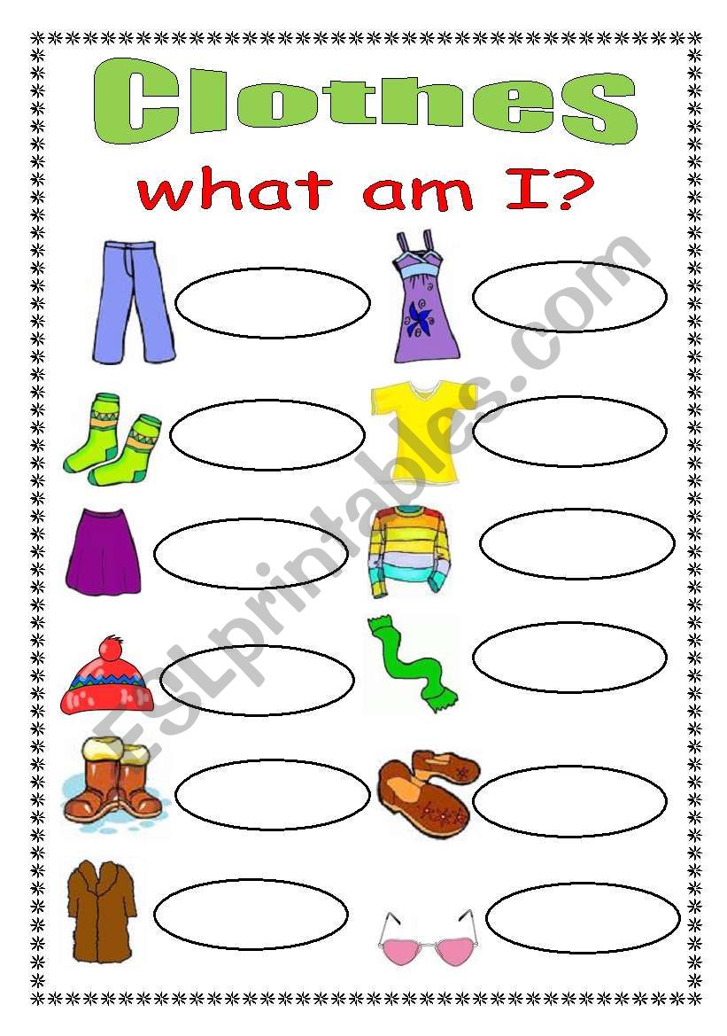 Clothes - writing worksheet