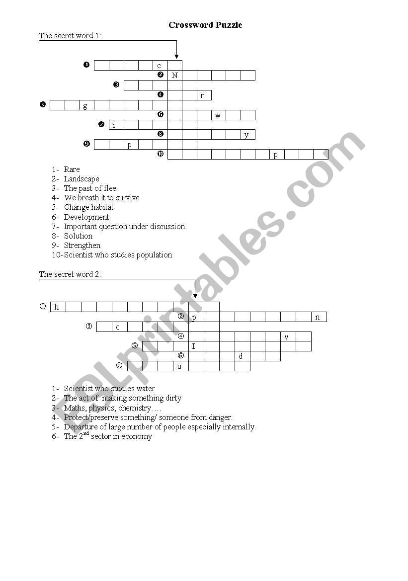 endangered species crossword puzzle