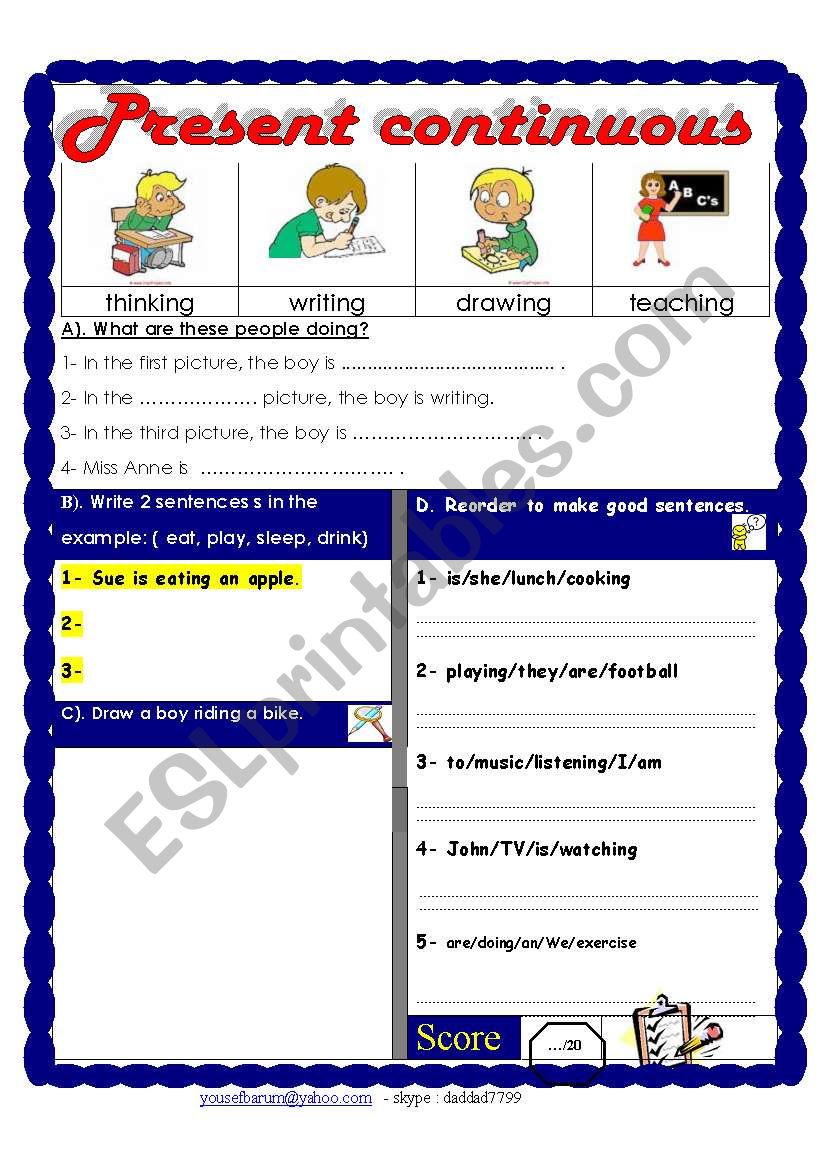 Present continuous tense. Testing