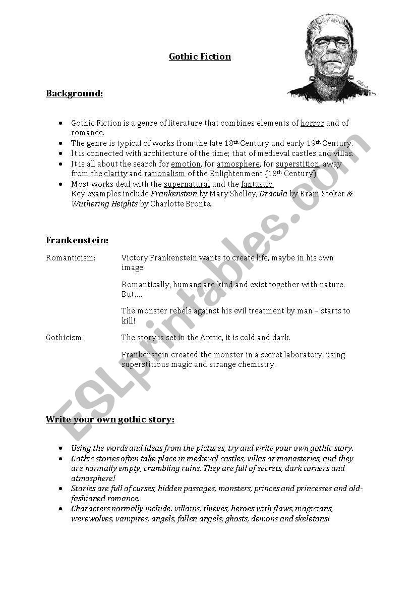 Gothic Fiction worksheet