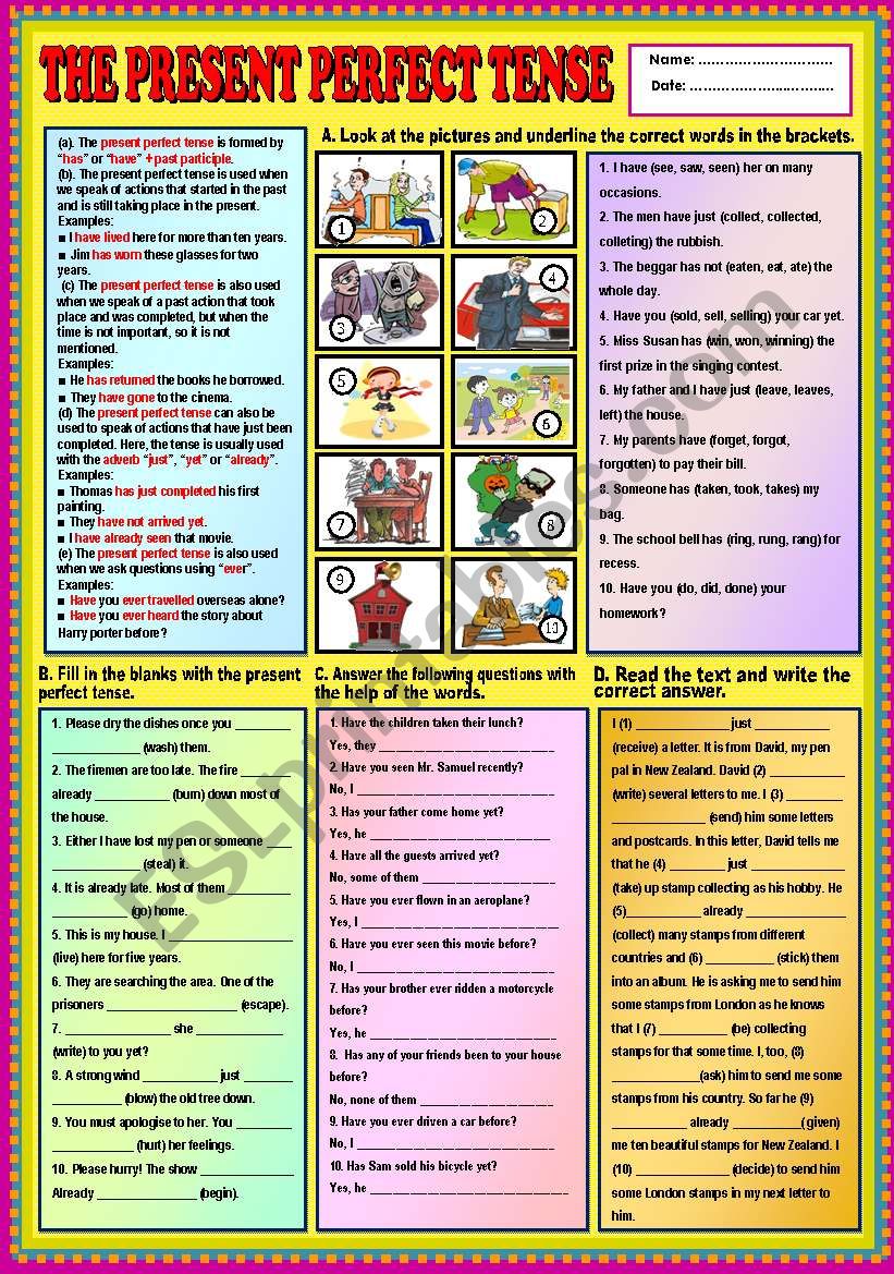 The Present Perfect Tense + KEY