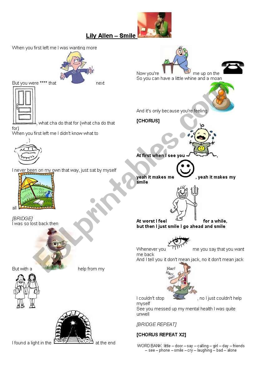 Smile - Lily Allen Song worksheet