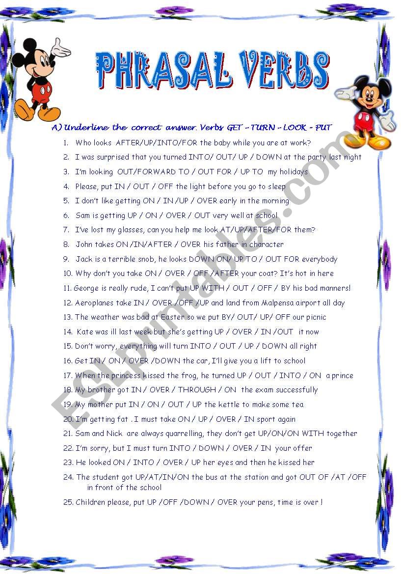 PHRASAL VERBS worksheet