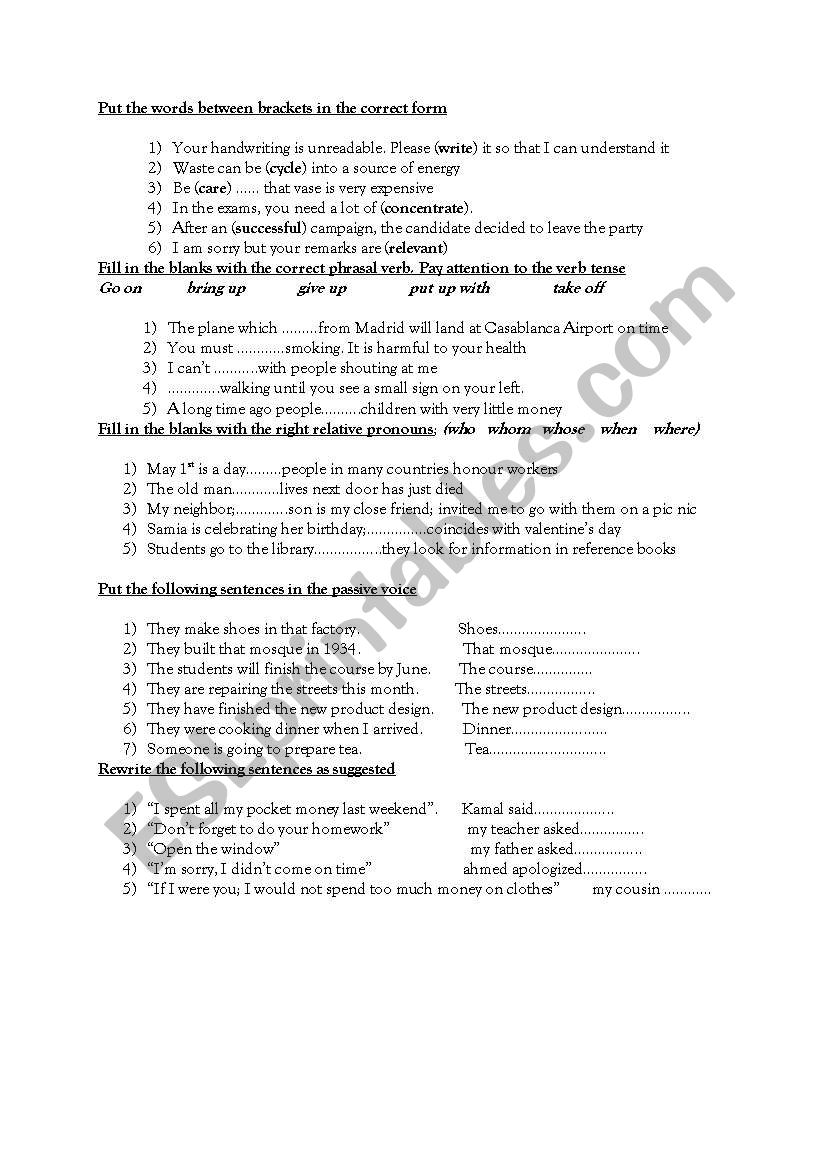 grammar  worksheet