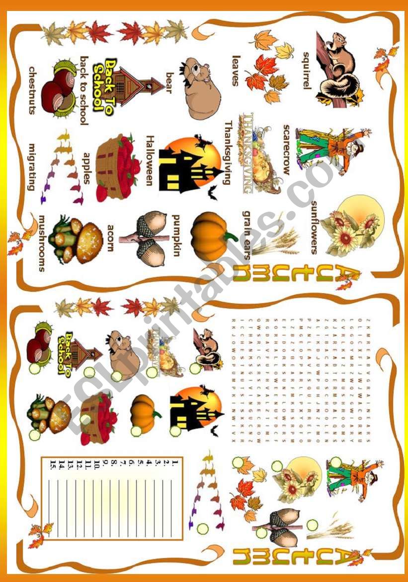 Autumn worksheet