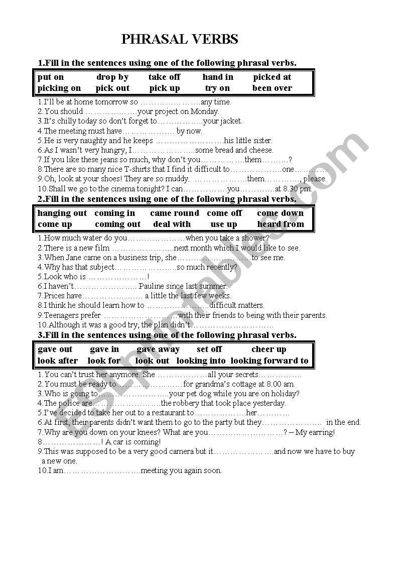 Phrasal verbs II worksheet