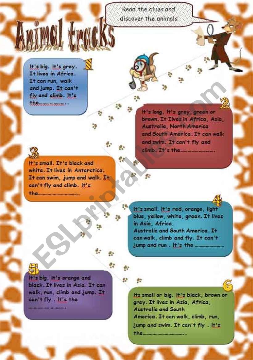 Animal Tracks worksheet