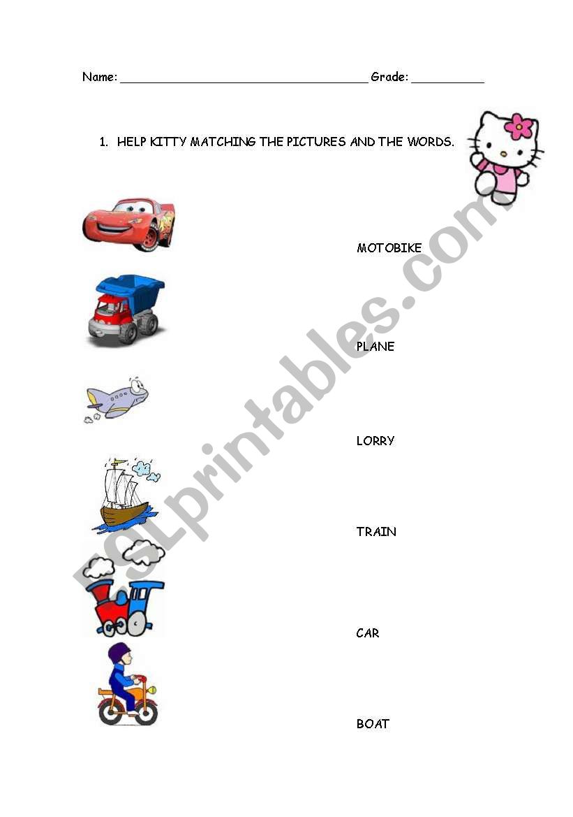 MEANS OF TRANSPORT worksheet