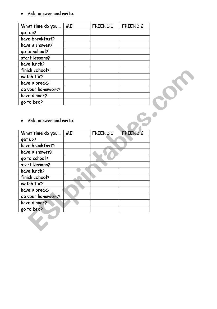 interview worksheet