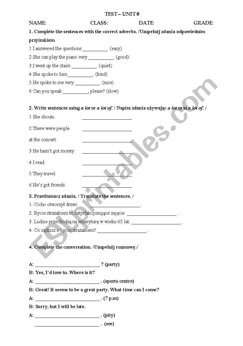 test  worksheet