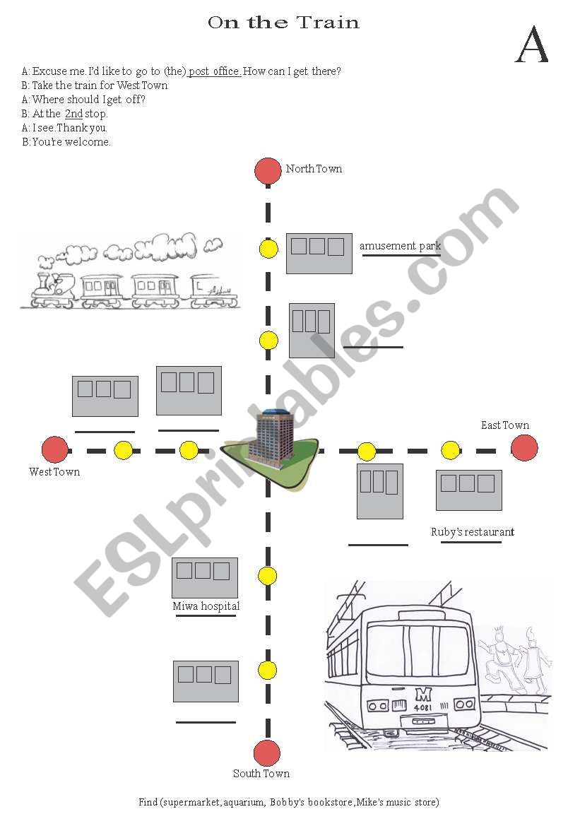 Directions on the train worksheet