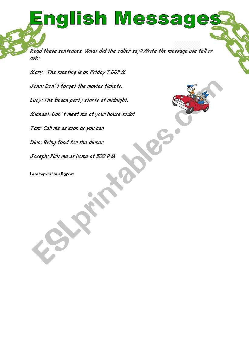 TELL AND ASK worksheet