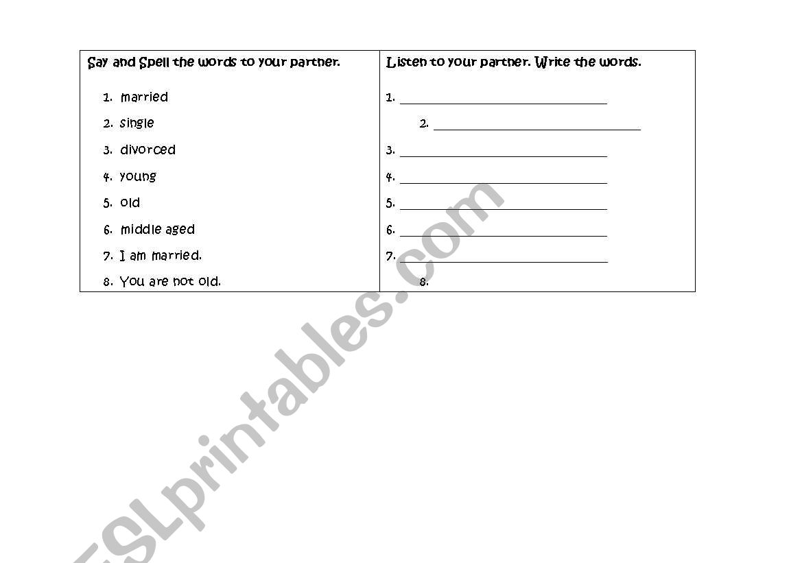 Pair Talking Activity worksheet