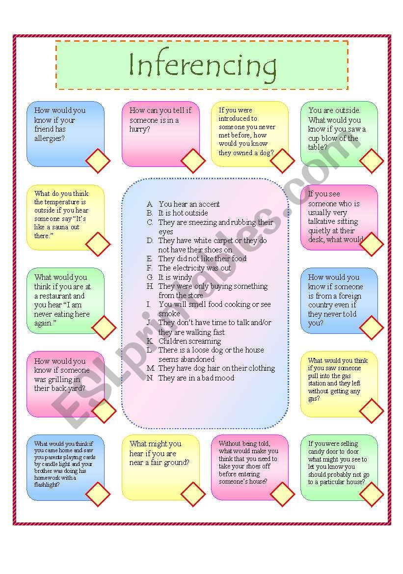 Inferencing 2 worksheet