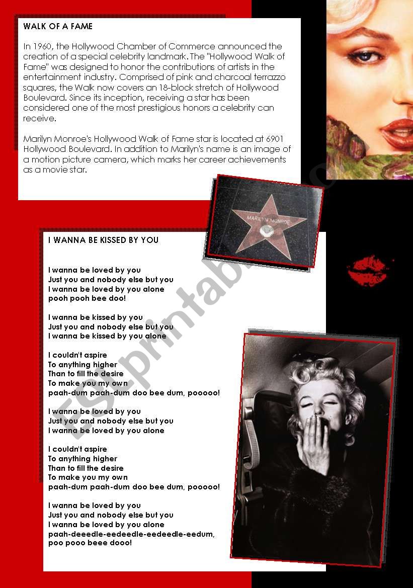 Marilyn Monroe 2/3 worksheet