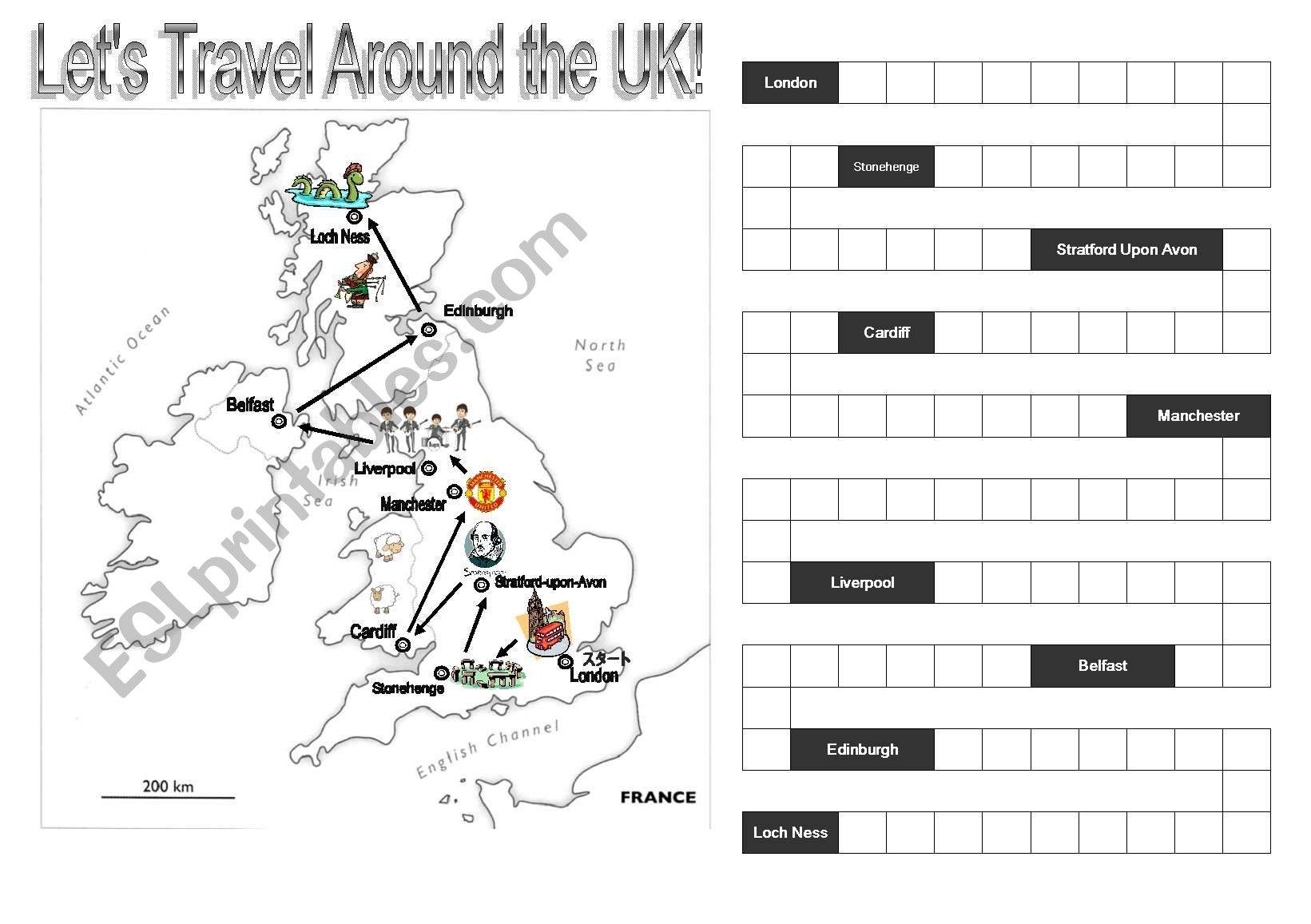 Point / Progress / Reward / sheet : Travel around the UK