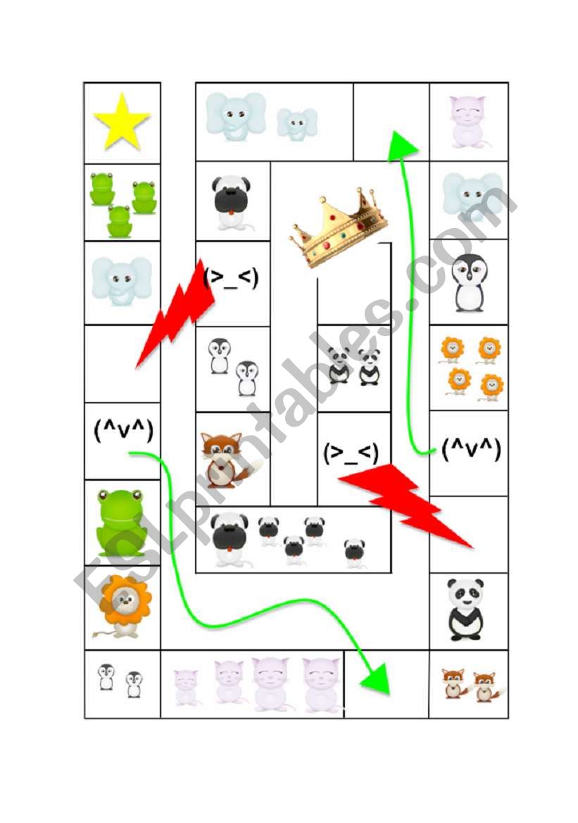 Animal Plurals board game worksheet