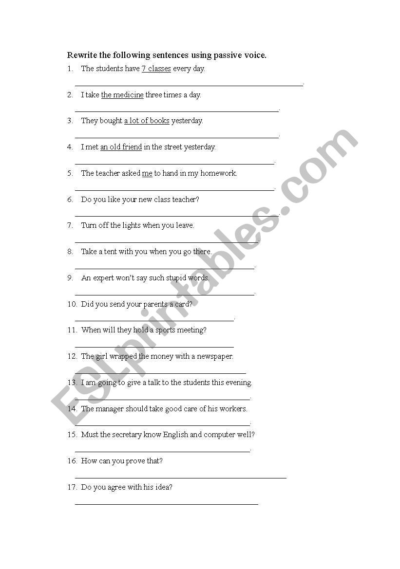 Passive voice worksheet