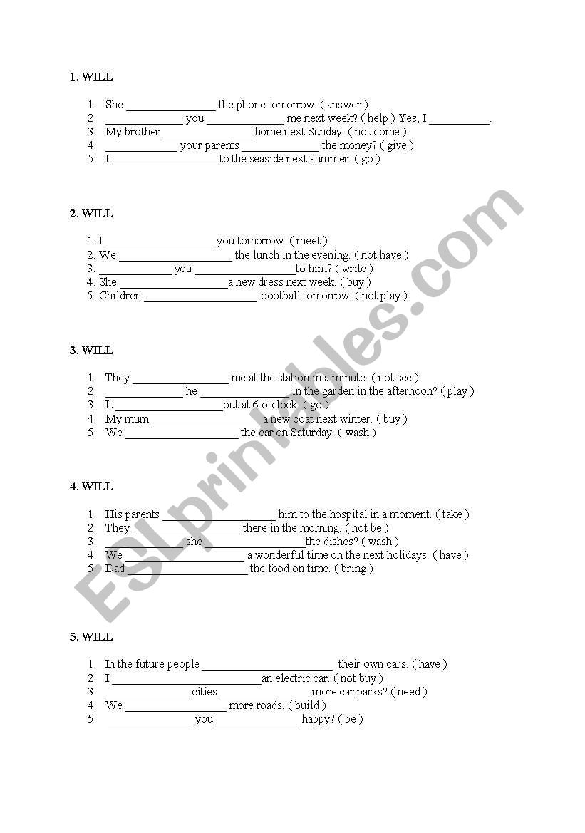 will future worksheet