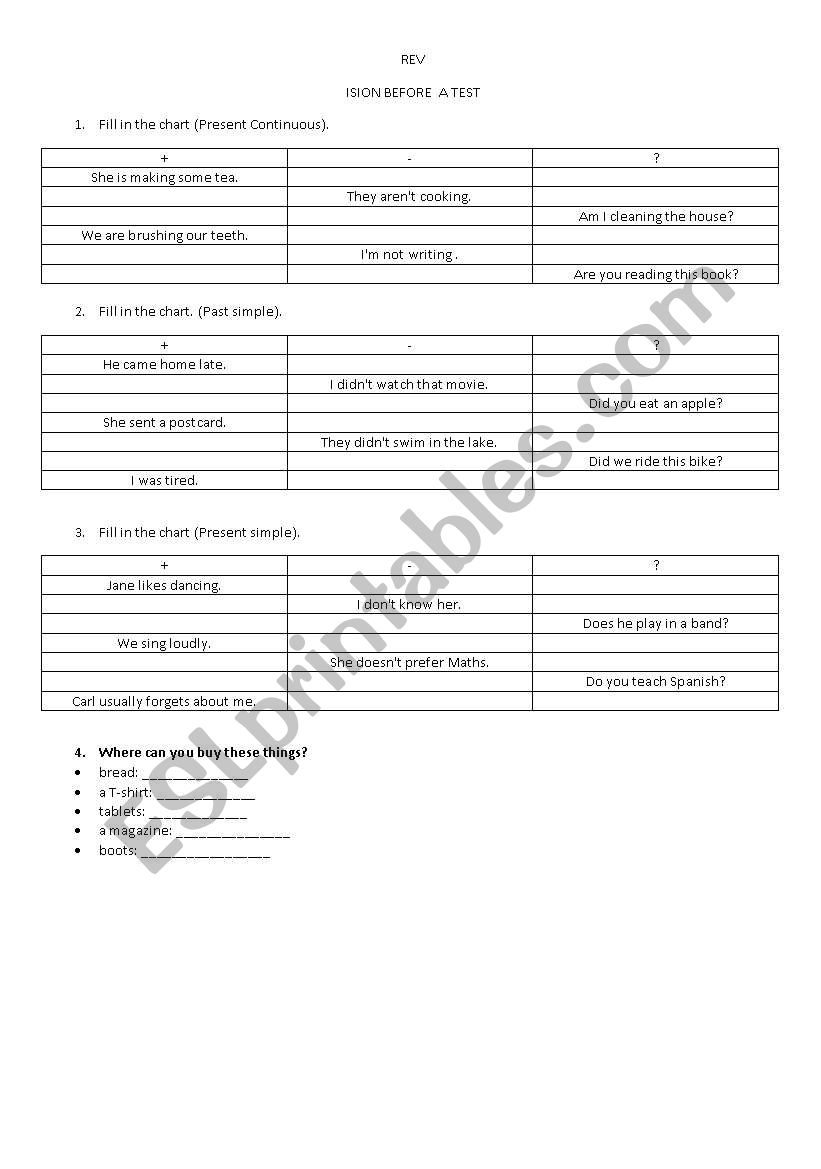 grammar exercises worksheet