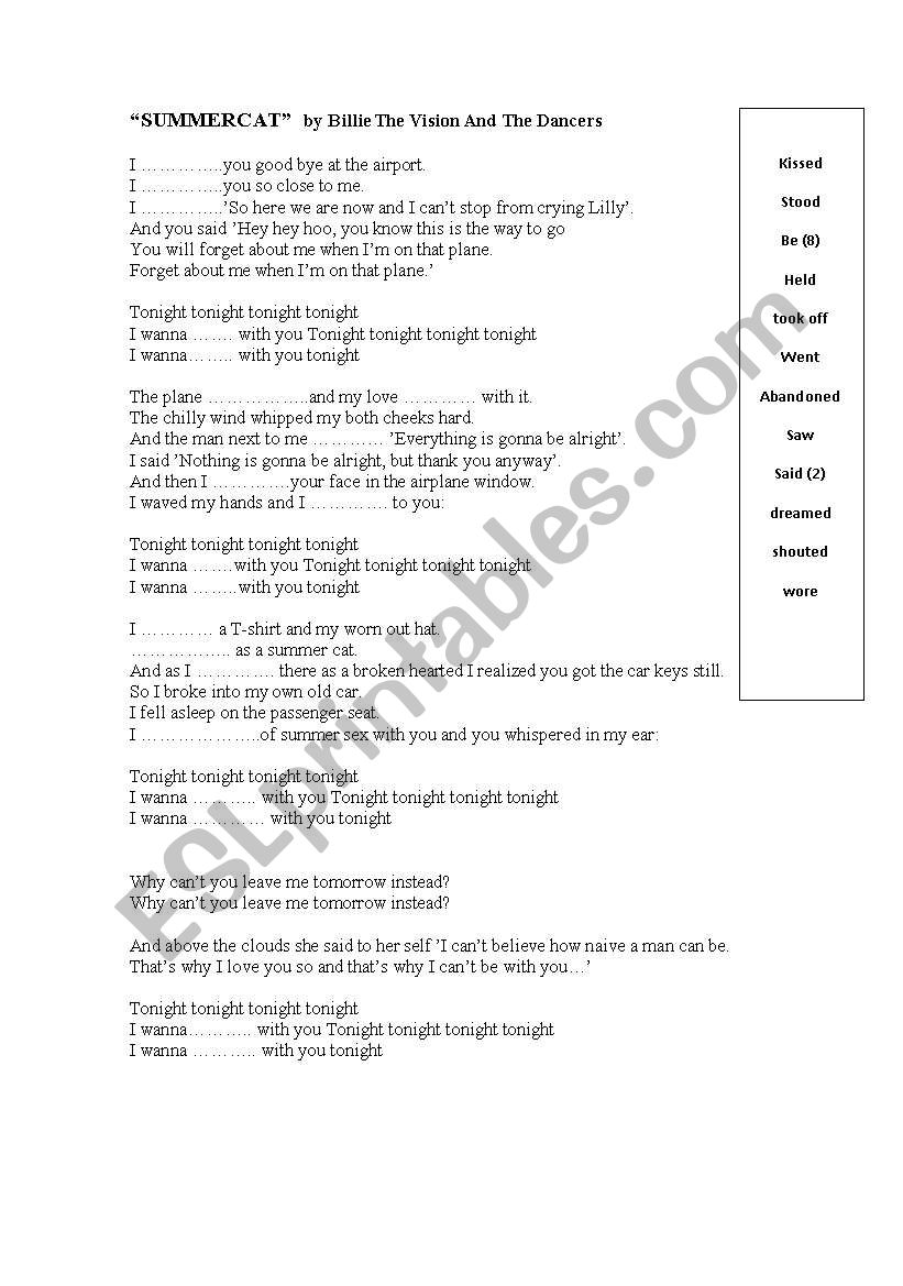 summercat worksheet