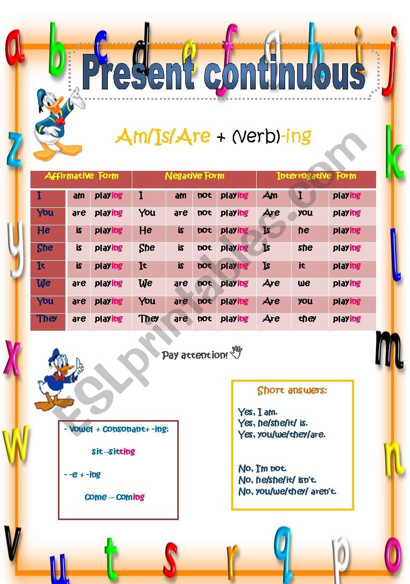 Present Continuous worksheet