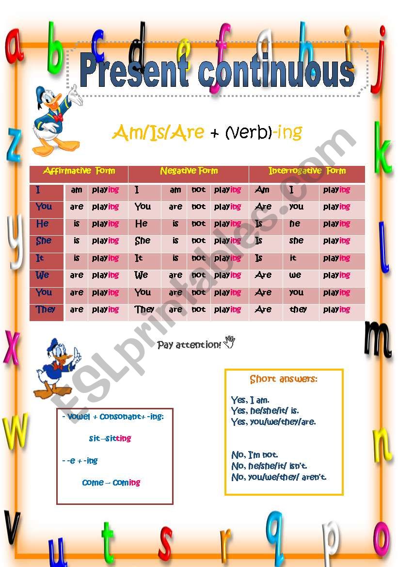 Present Continuous worksheet