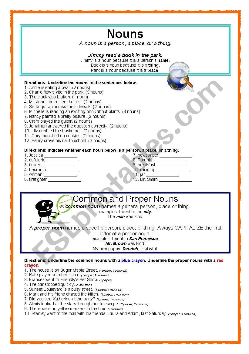 Common & Proper Nouns (w. answer key)