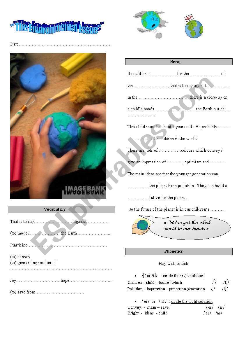 pollution worksheet