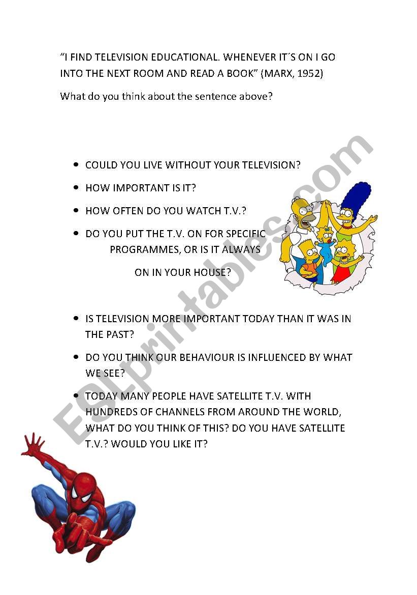 Television page 3 worksheet